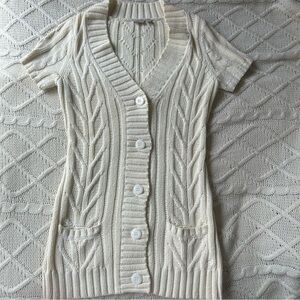 Esprit Cream Cable Knit Short Sleeve Cardigan